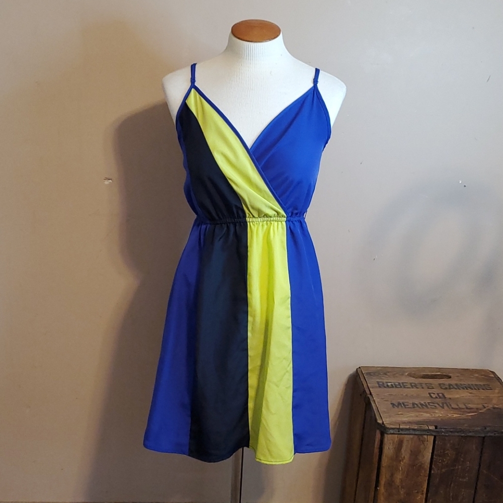 Mossimo royal blue, navy & lime tank dress size XS